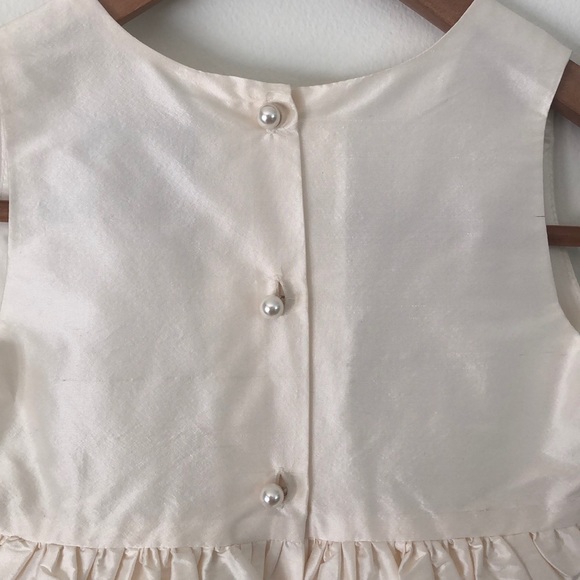 Sleeveless Ivory Silk Flower Girl Dress - Picture 5 of 6